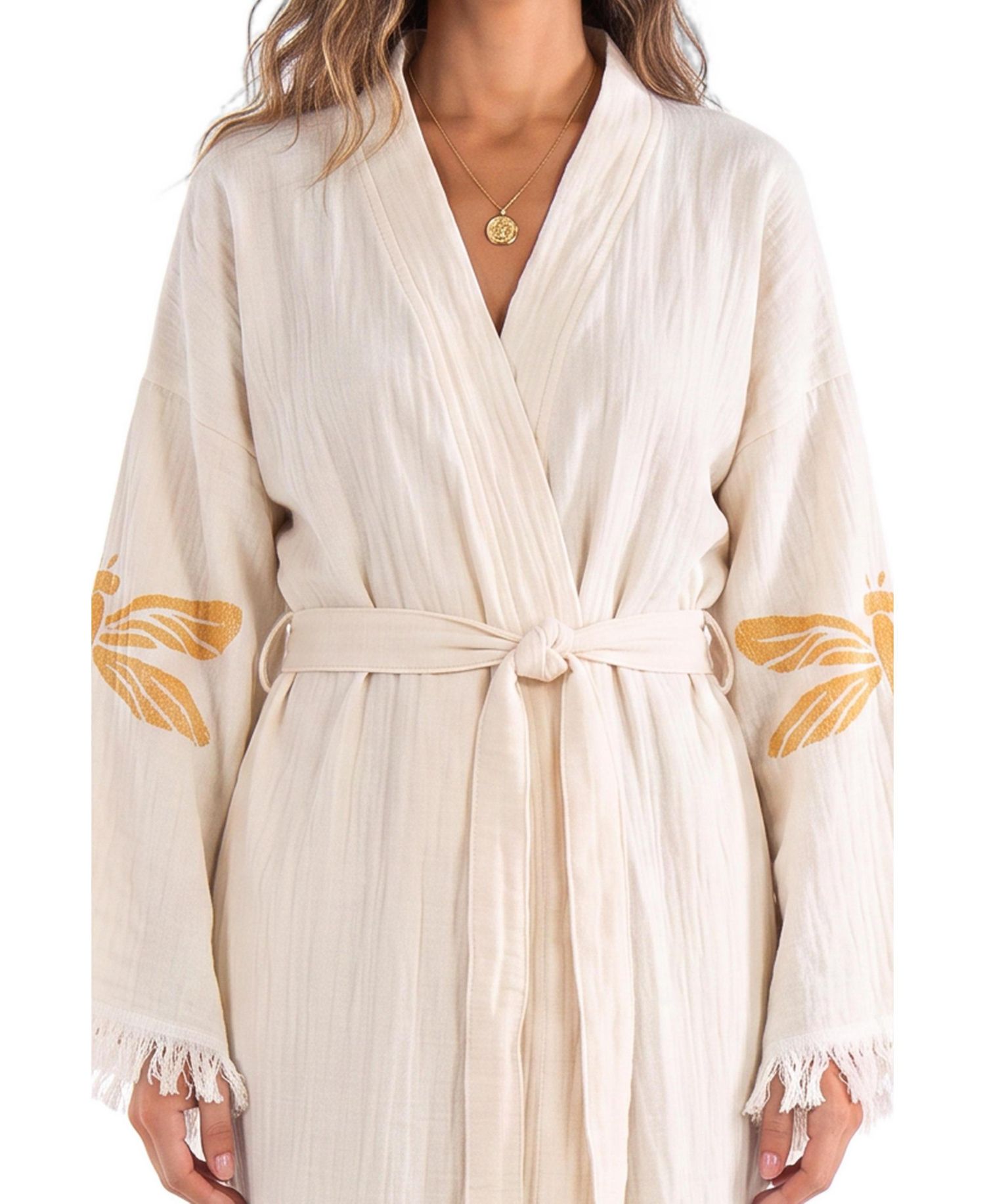 Women's Livia Cotton Handmade V-Neck Robe