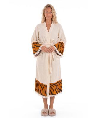 Women's Sahara Leopard Printed Fringed Festival Robe