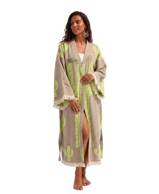 Women's Sedona Handwoven Jacquard Printed Fringed Festival Robe