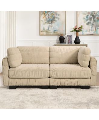 Ruched Detailing Chenille Loveseat Modular Sectional Sofa,High-Density Foam,Thickened Back Cushions,Easy Assembly,For Living Room,Bedroom