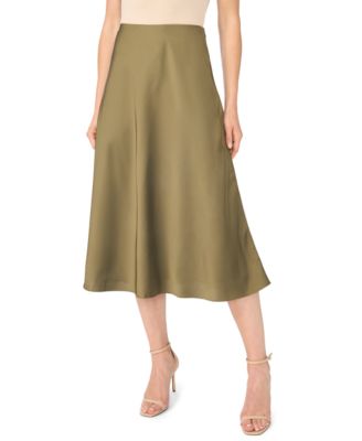 Women's A-line Side-Zip Satin Midi Skirt