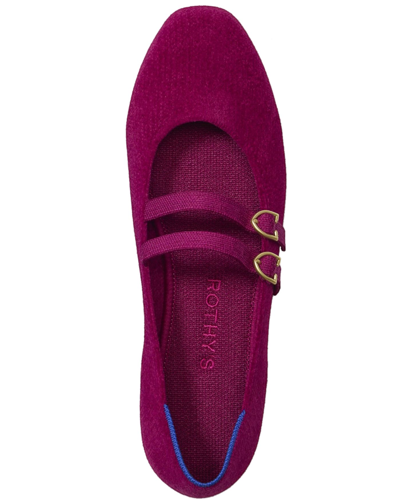 Женские балетки Rothy's ReVelvet Double Buckle Mary Jane Round Toe Flats, цвет: Шелковичный — фото 3