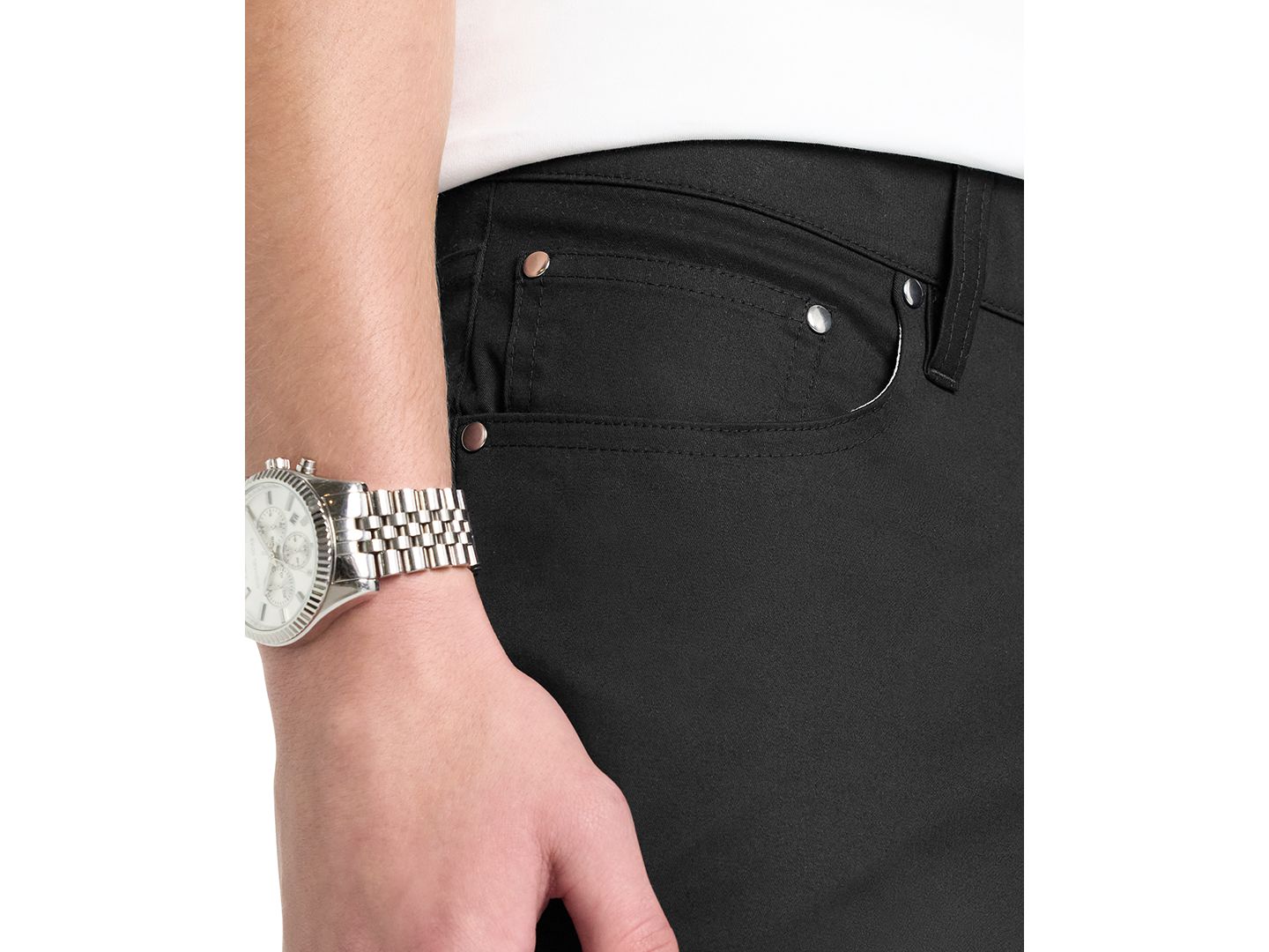Мужские брюки Michael Kors Parker Slim-Fit Stretch Five-Pocket, цвет: Чёрный — фото 3