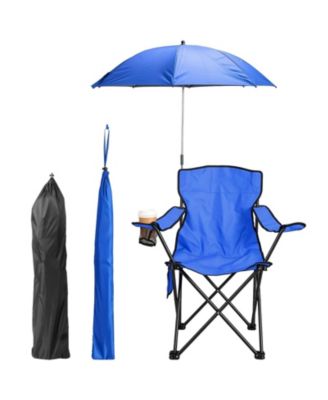 Outdoor Chair, Folding Design, Carry Bag, Cup Holders, Umbrella, 330 lb Capacity for Camping, Travel and Outdoor Activities