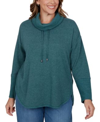 Plus Size Cowl-Neck Long-Sleeve Oversized Top