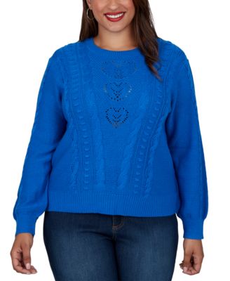 Plus Size Cable-Knit Heart Pullover
