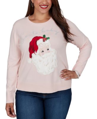 Plus Size Holiday Santa Graphic Crewneck Sweater