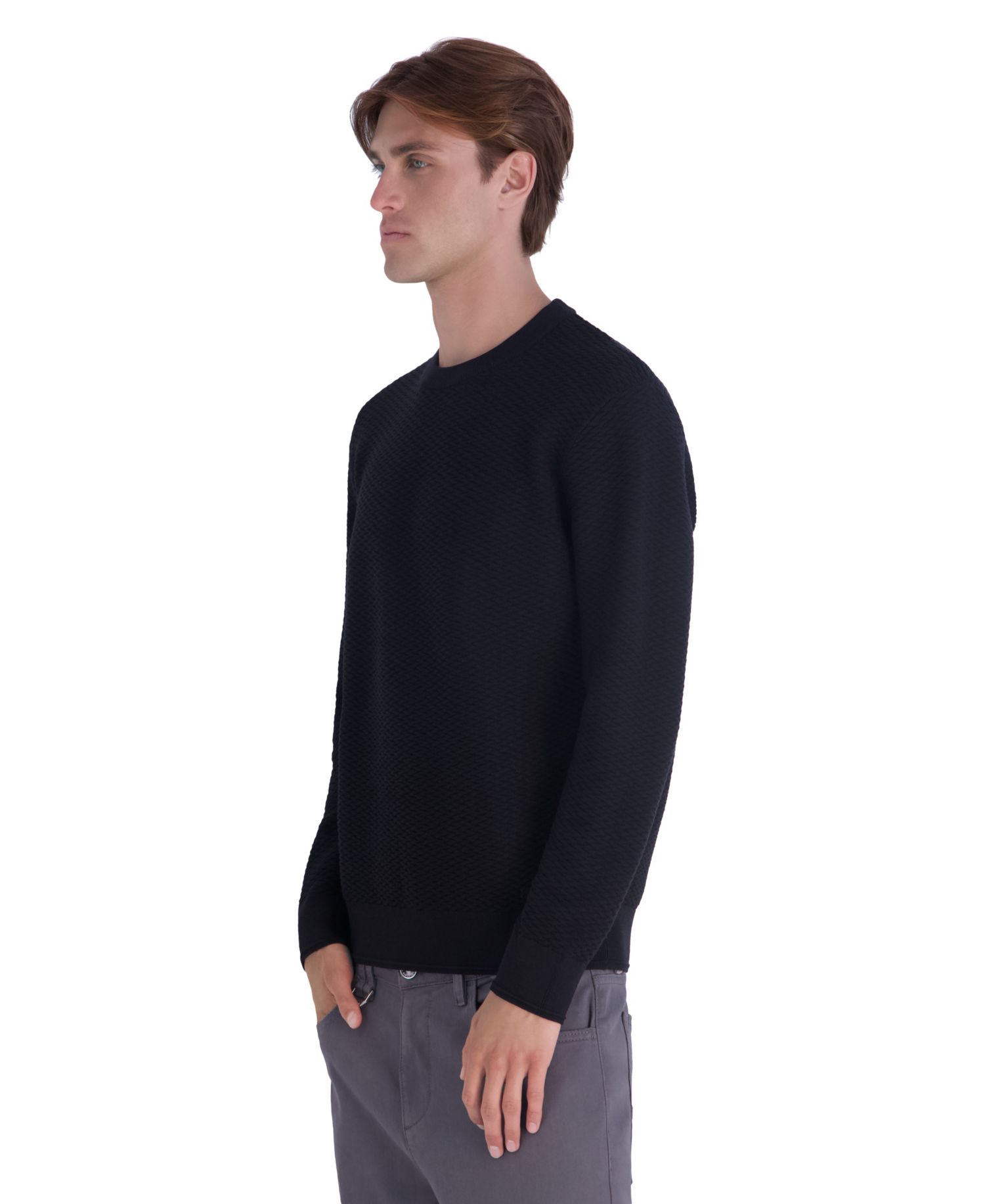 Men's Textured Crewneck Modern-Fit Sweater