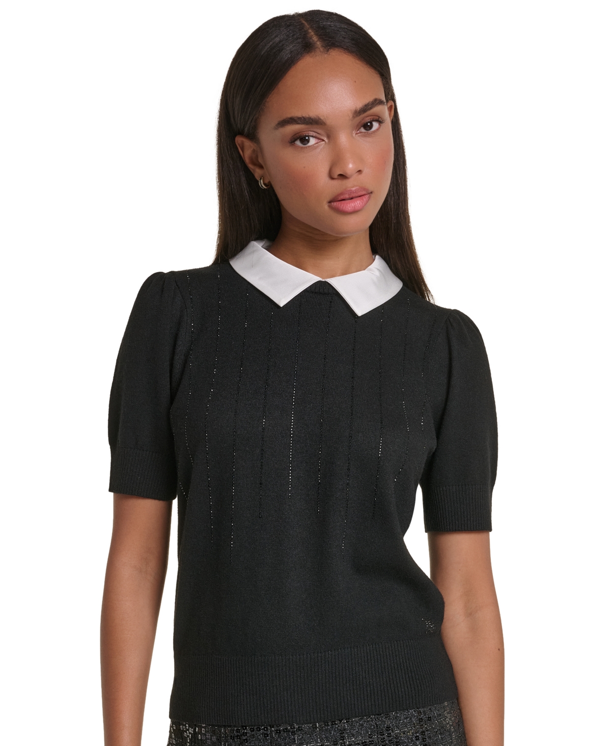 Karl Lagerfeld Paris Women's Twofer Short-Sleeve Sparkle Sweater