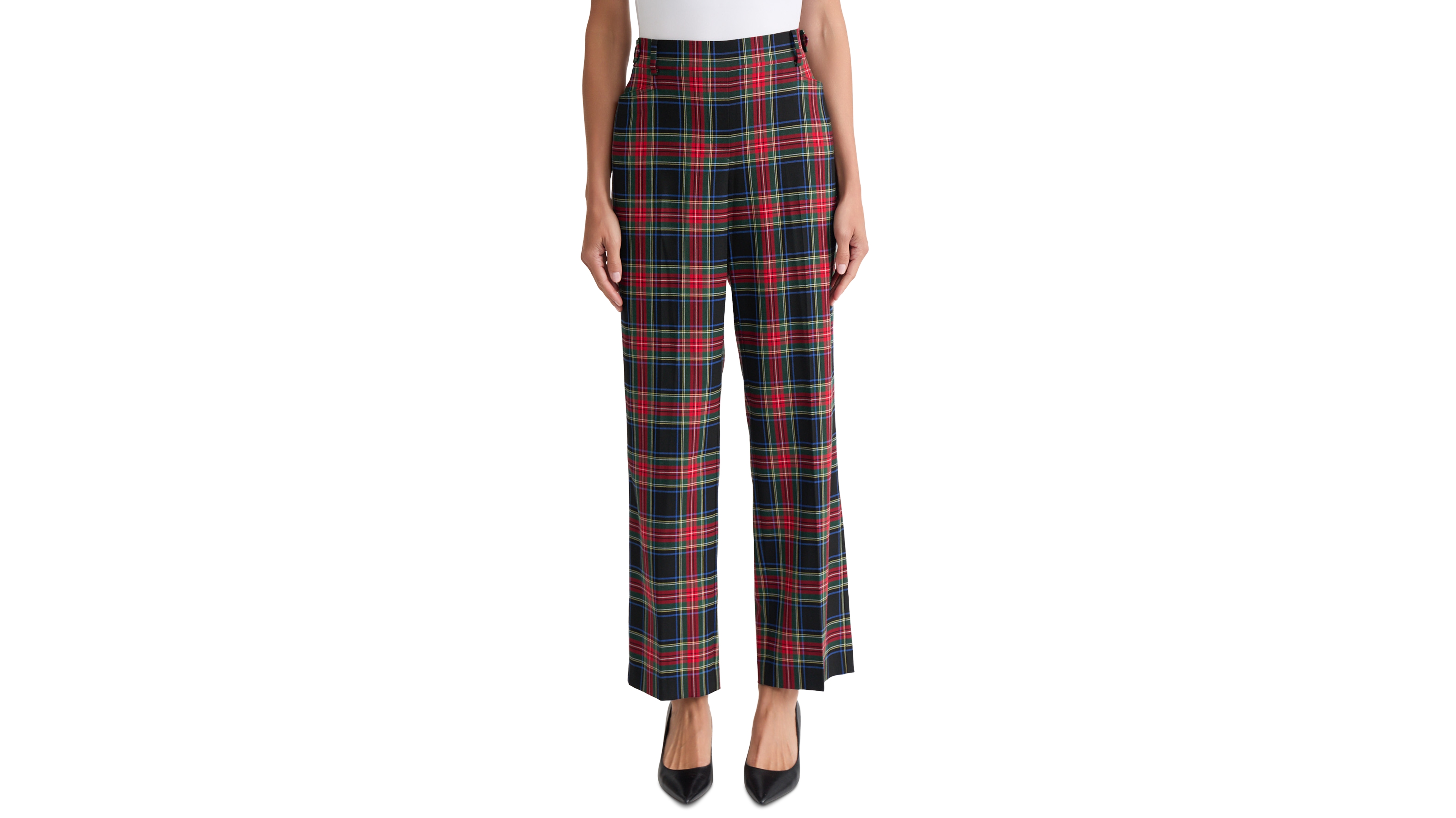 Jones New York Women's Straight-Leg Belt-Loop Plaid Trousers