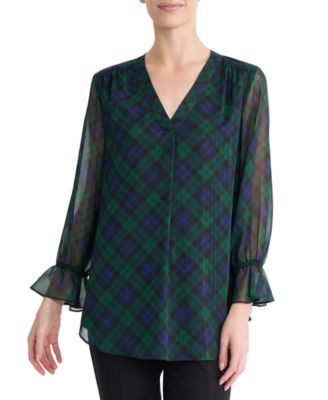 Women's 3/4-Sleeve V-Neck Chiffon Tunic