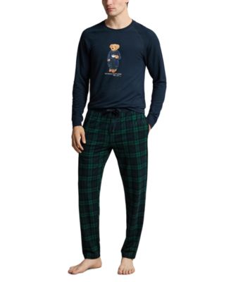 Men's Polo Bear Long-Sleeve Crewneck French Terry Top and Pajama Pants, 2-Piece Set