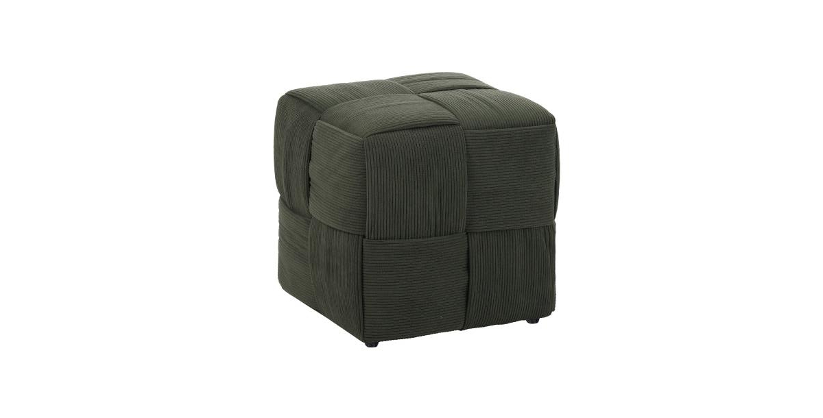Flynama Square Corduroy Ottoman Footrest, 300 Lbs Sturdy Wood Frame No-Assembly Multiuse Sofa Stool