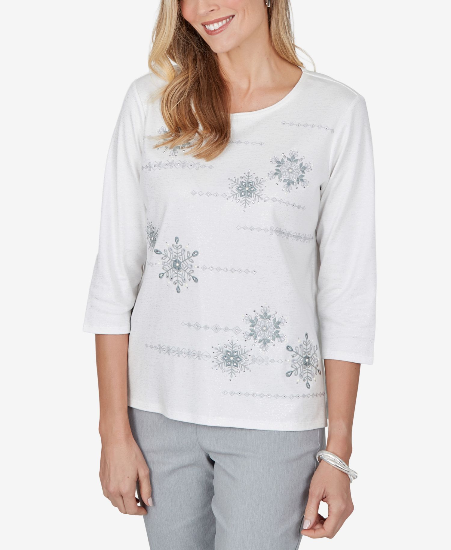 Petite Crewneck 3/4-Sleeve T-Shirt