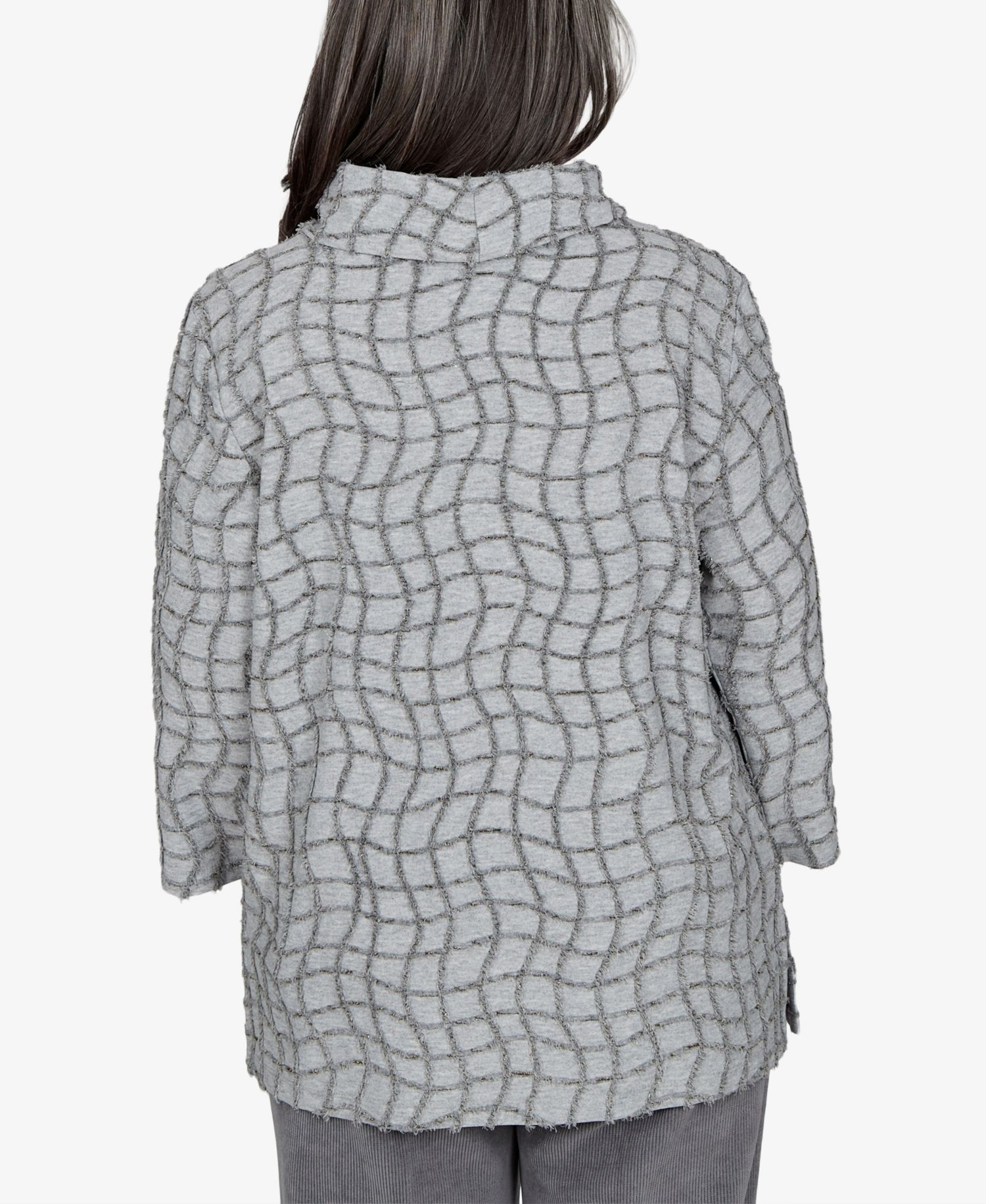 Petite 3/4-Sleeve Cowl Neck Geometric Blouse