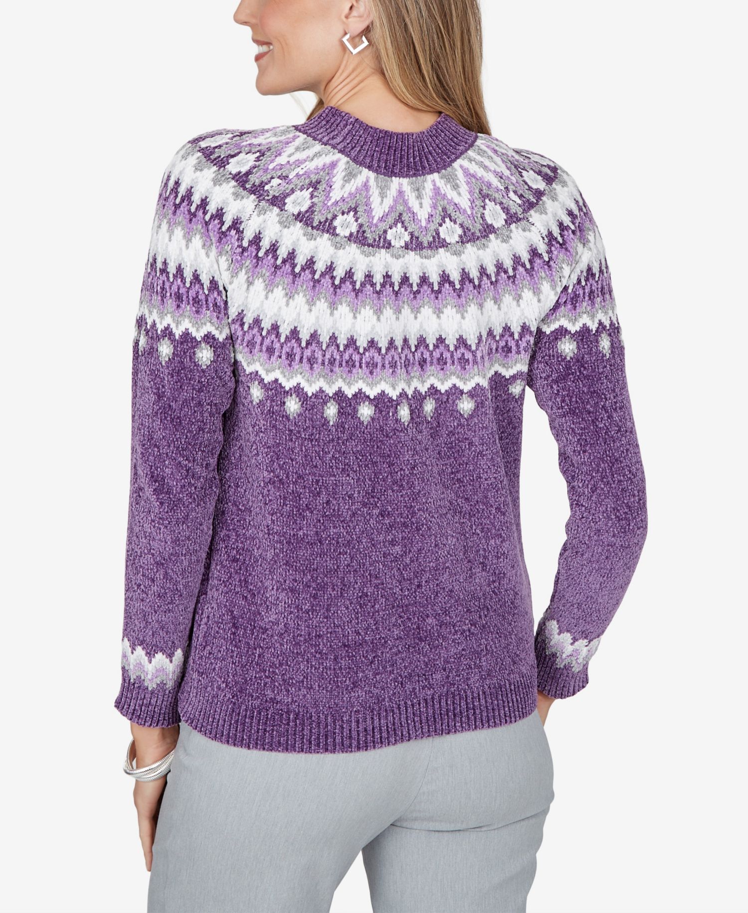 Petite Fair Isle Mock Neck Pullover Sweater