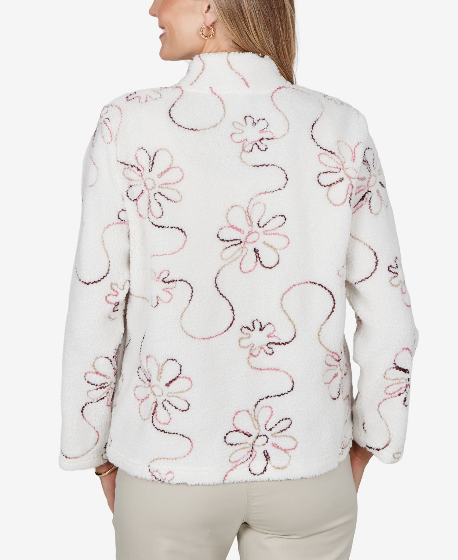 Petite Floral Fleece Jacket with Pockets