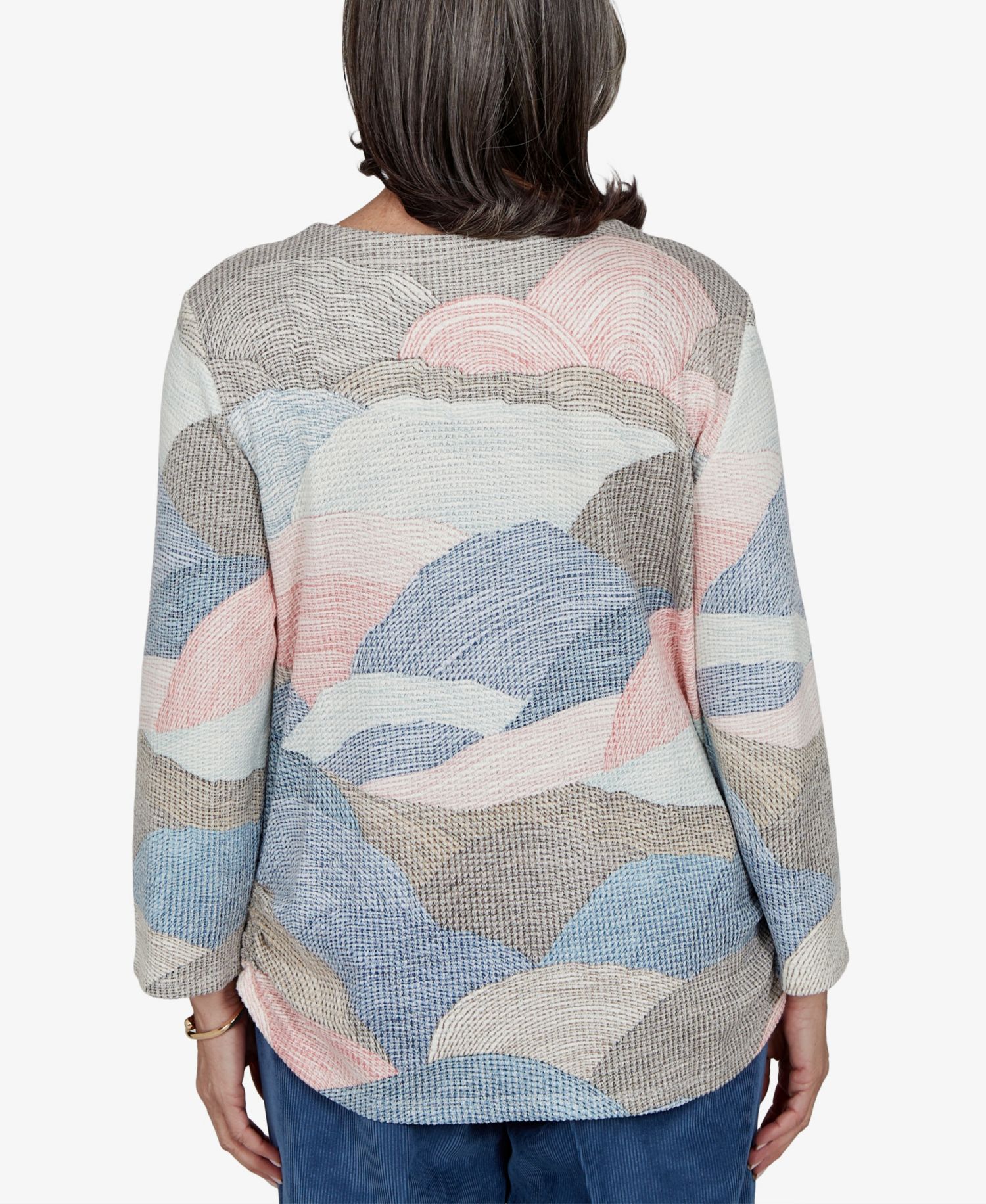 Petite Crewneck 3/4-Sleeve Ruched Blouse