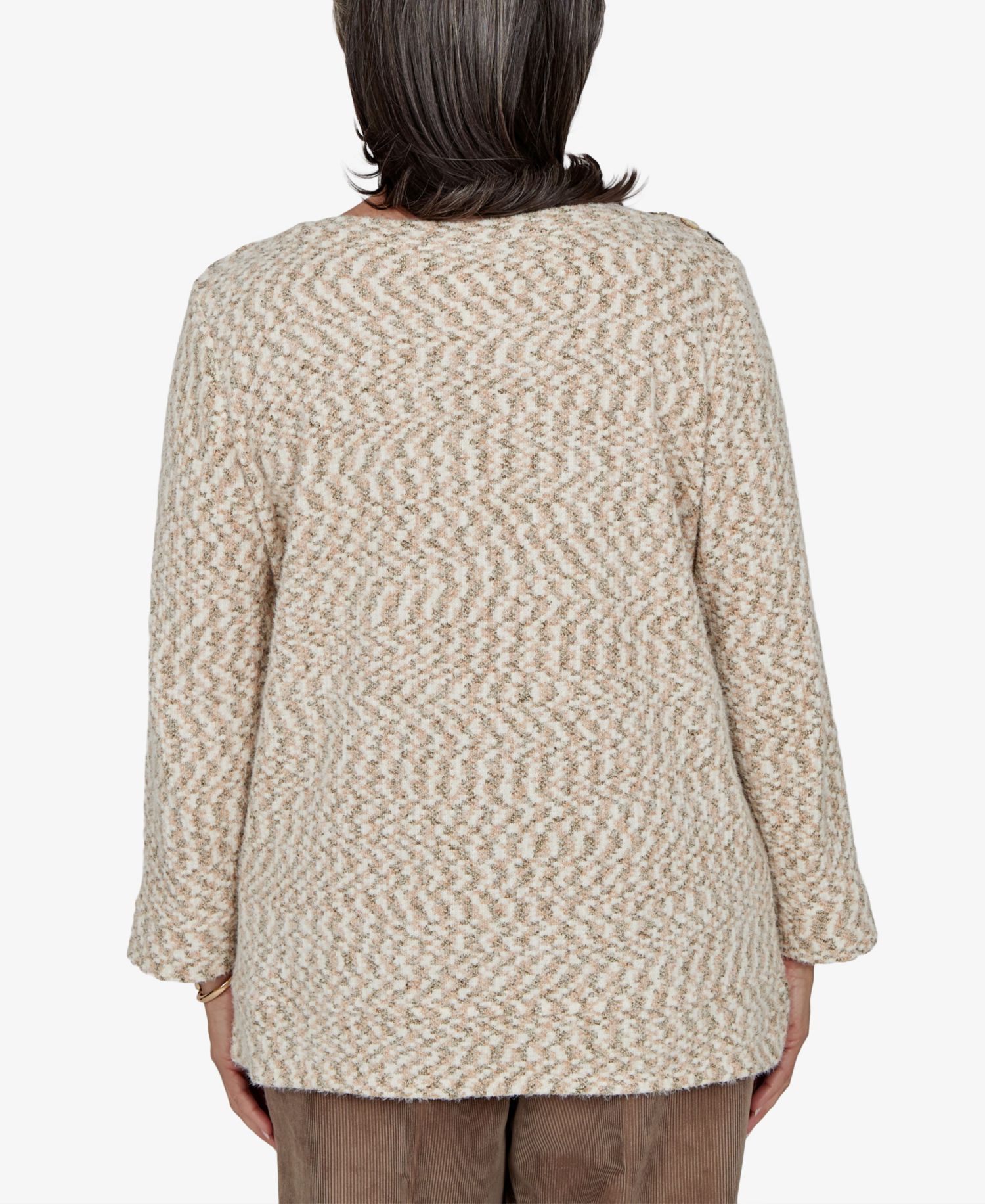 Petite Boat-Neck 3/4-Sleeve Loose Sweater