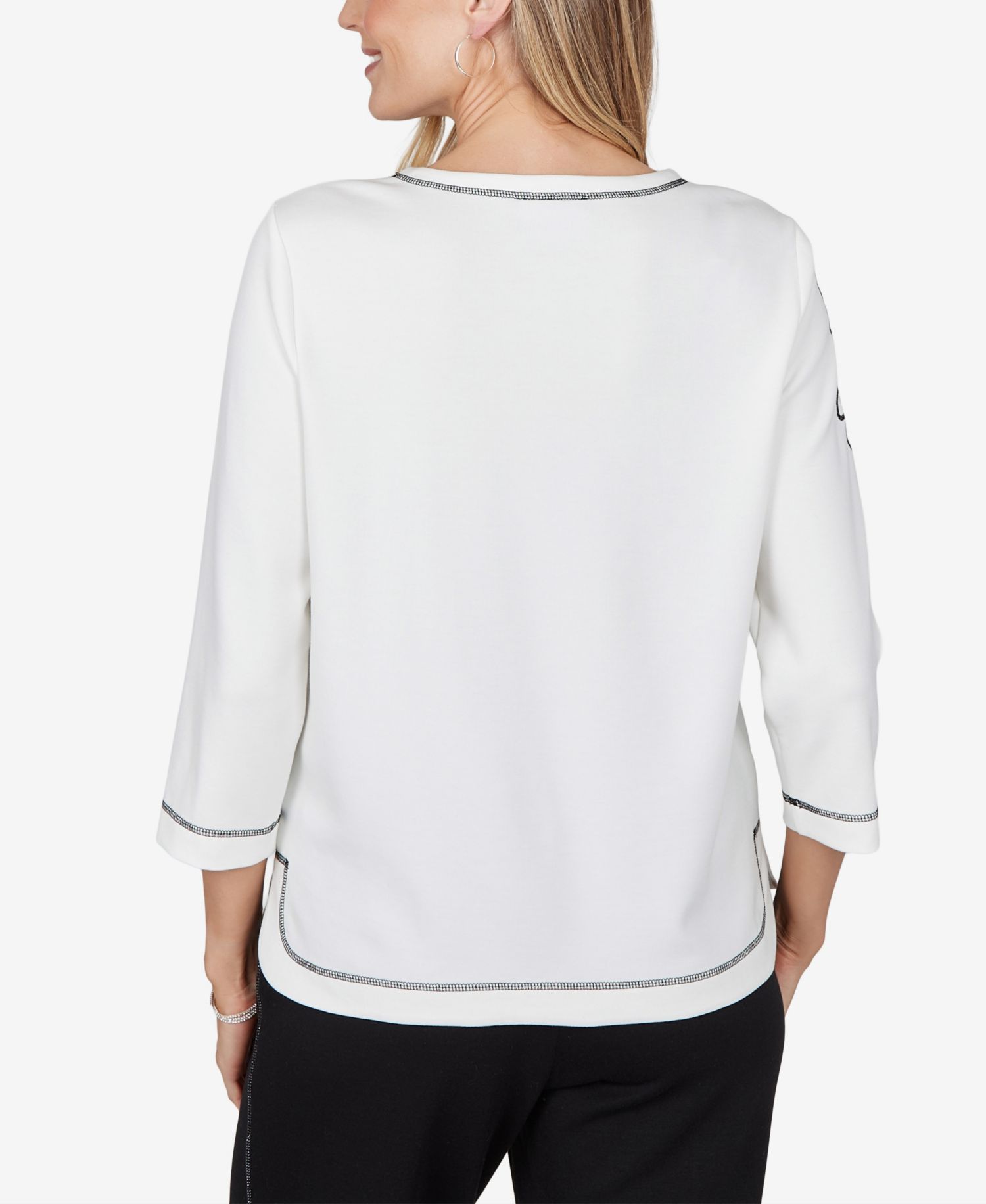 Petite Crewneck 3/4-Sleeve Floral Blouse
