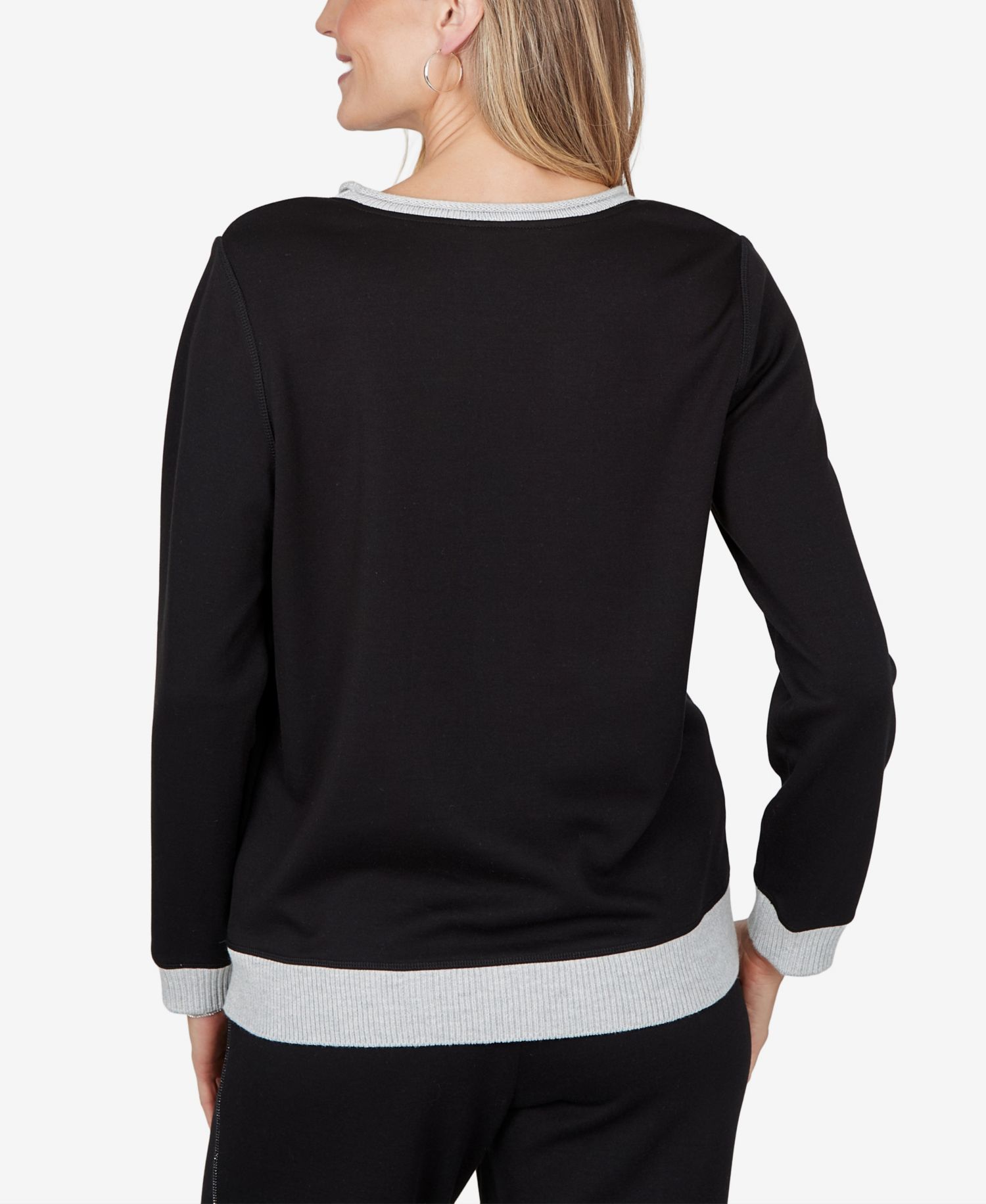 Petite Colorblock Long-Sleeve Crewneck Sweater