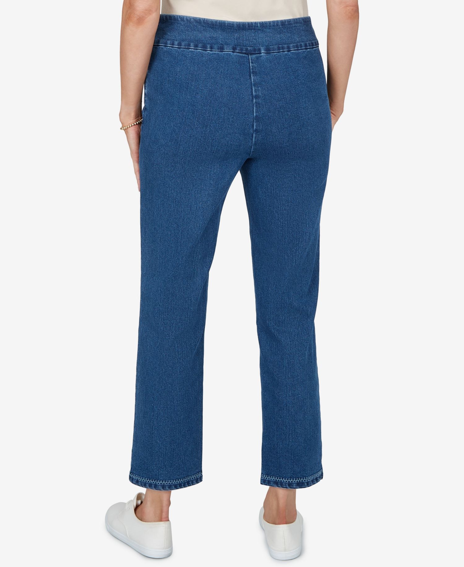 Petite Pull-On Straight Cropped Denim Jeans