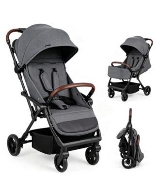 Lightweight Baby Stroller w/One-Hand Folding Adjustable Canopy Backrest Footrest