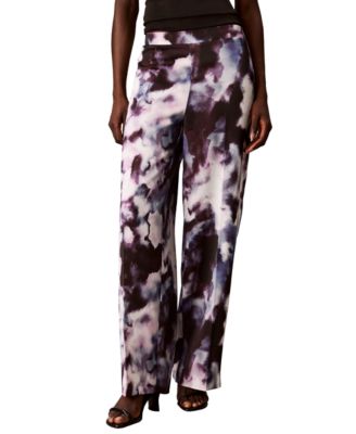 Women's Wide-Leg Pull-On Satin Pants