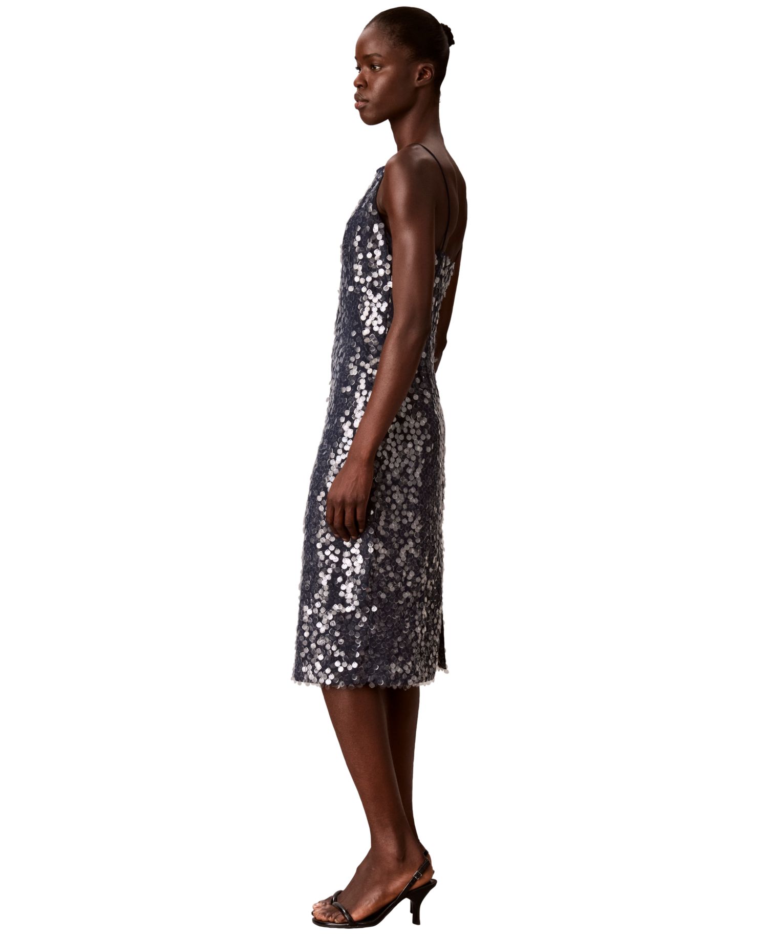 Women's Sequin Square Neck Midi Dress