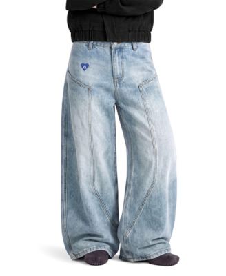 Men's Seam Panel Baggy Barrel Jeans