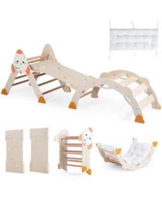 8-in-1 Foldable Climbing Toys, Climbing Triangle, Arch, Cushion and Balance Bridge, 4-Piece Set