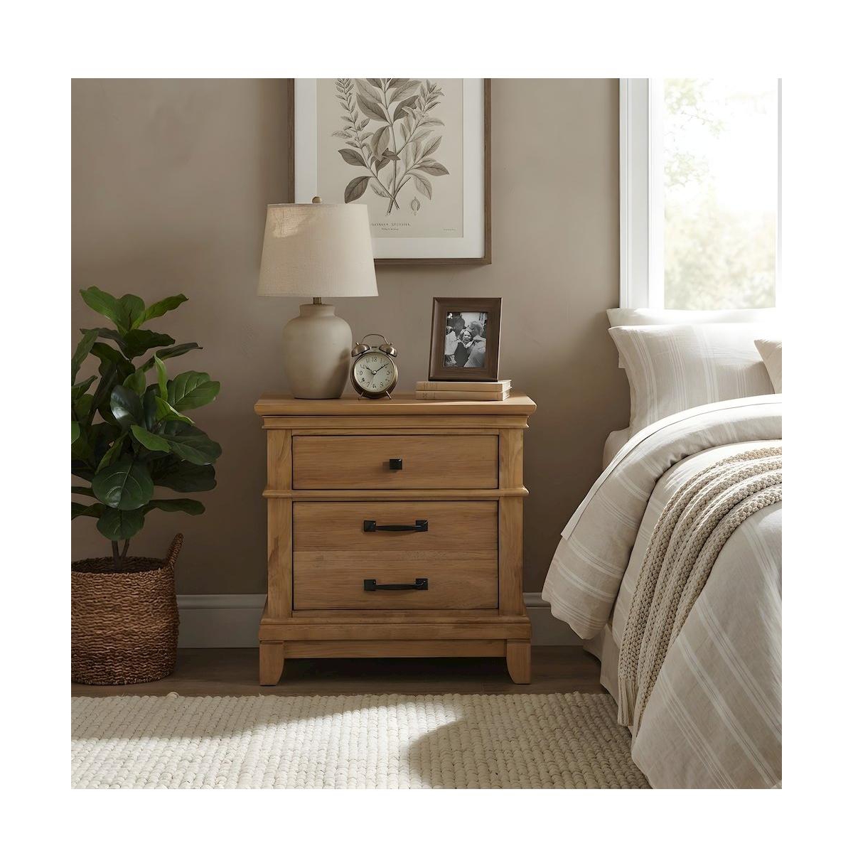 Starlight Canyon Home Solid Wood Nightstand with 3-Drawer Storage, Bedside Table for Bedroom - Honey