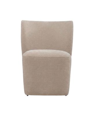 Solid Wood Upholstered Accent Dining Chair with Castors, Eclectic Style,  Rounded Back Wicker