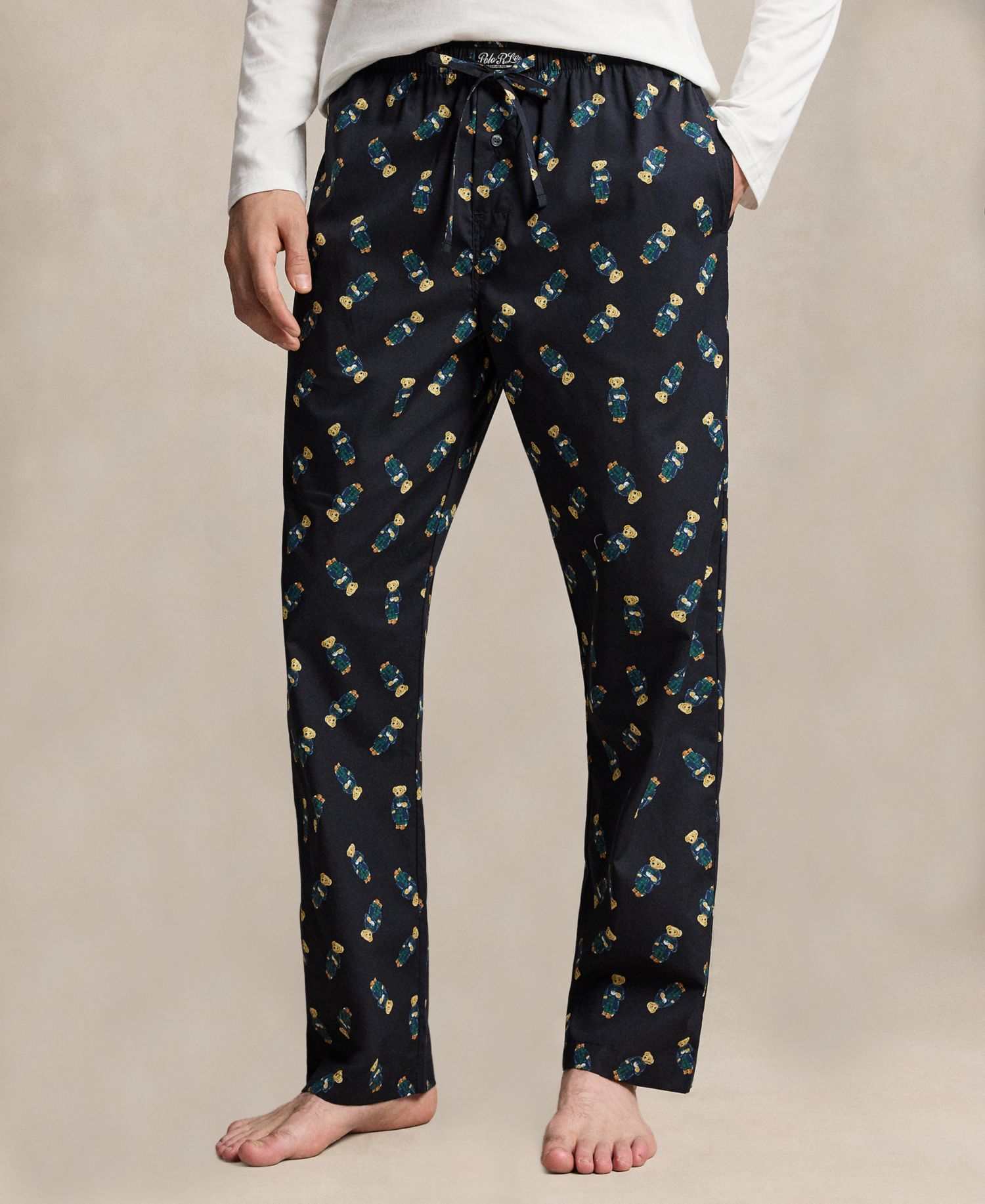 Men's Polo Bear Long-Sleeve Top and Pants, 2-Piece Set