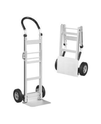 Folding Aluminum Dolly Cart with Rubber 2 Wheels and Ergonomic Handle