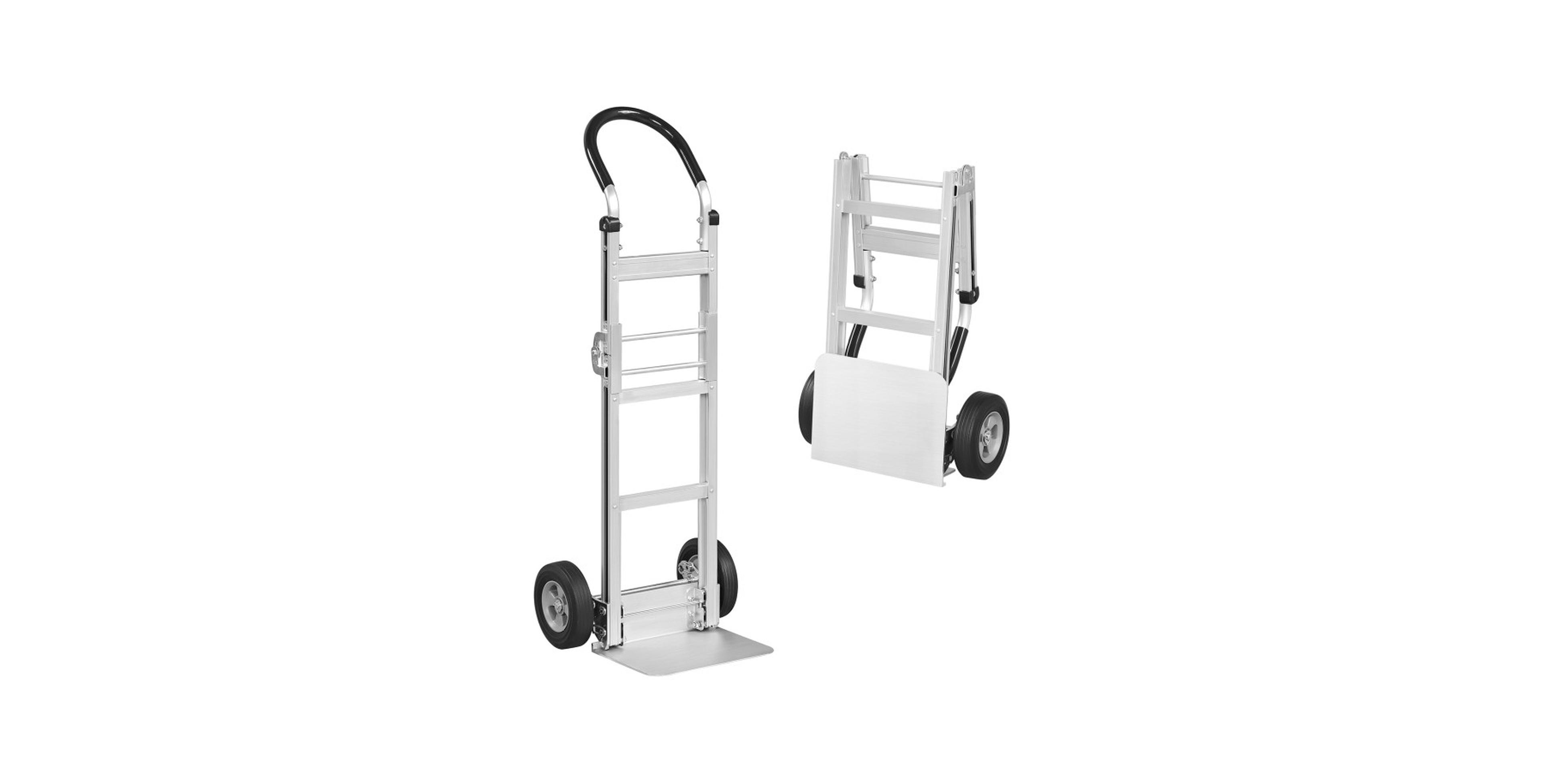 Folding Aluminum Dolly Cart with Rubber 2 Wheels and Ergonomic Handle