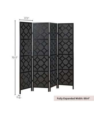 4-Panel Room Divider, Decorative Folding Freestanding Privacy Screen