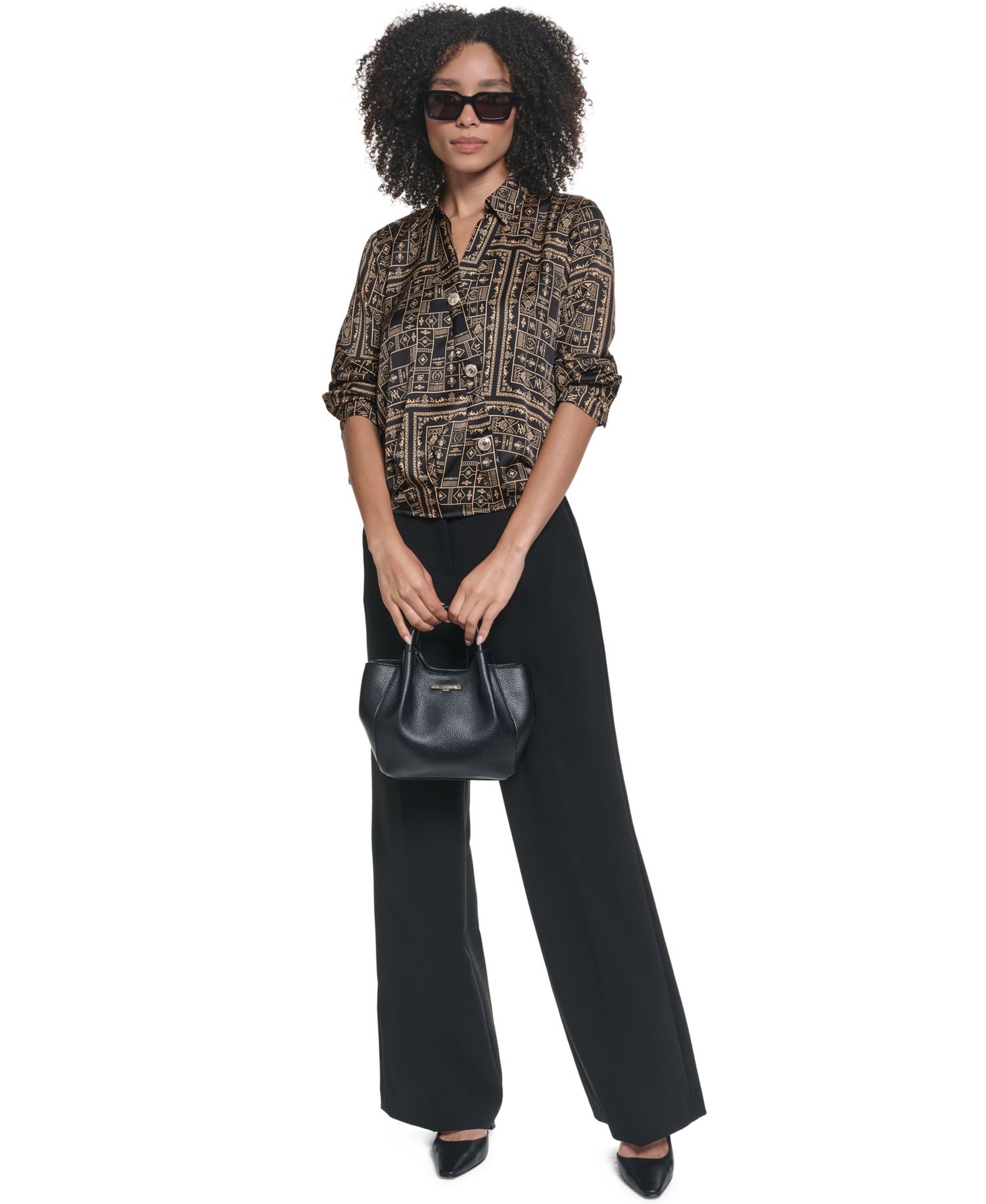Women's Long-Sleeve Floral-Print Surplice Blouse