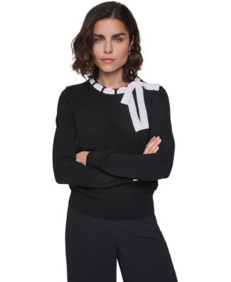 Women's Bow Front Crewneck Fitted Sweater