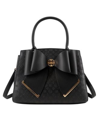 Royal Bow Gold-Tone Medium Satchel Handbag