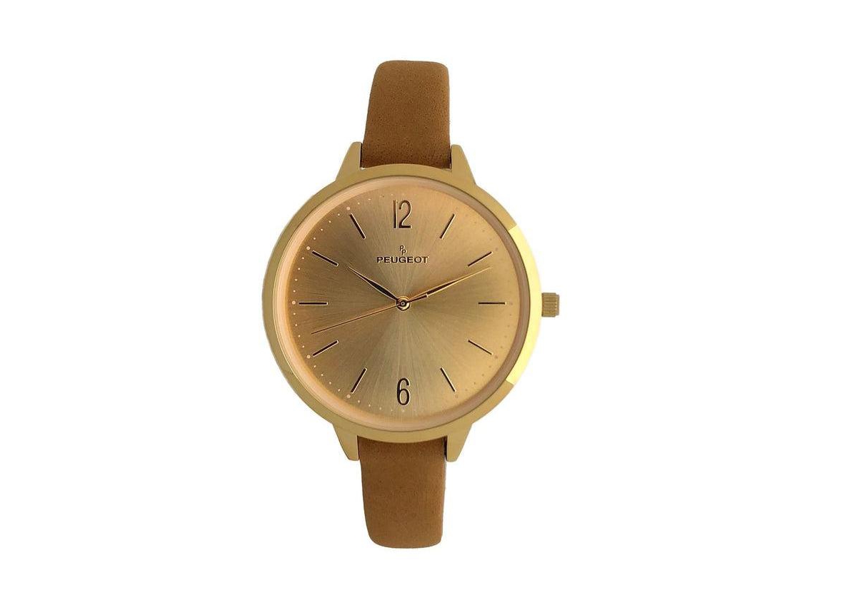 Peugeot Women's 38mm Tan Watch Minimalist Skinny 11mm Strap Watch