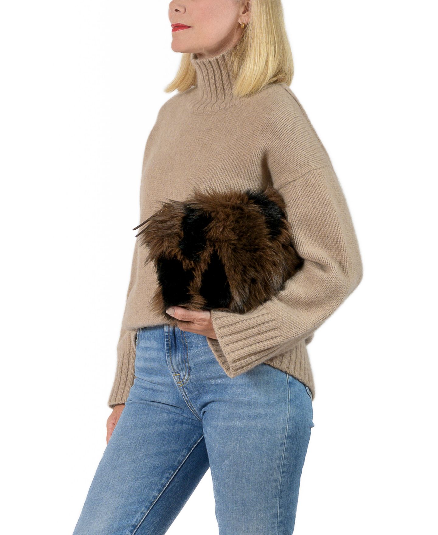 Женский клатч Sunwin Sophia Evening Small Clutch Faux Fur Handbag, цвет: Коричневый — фото 5