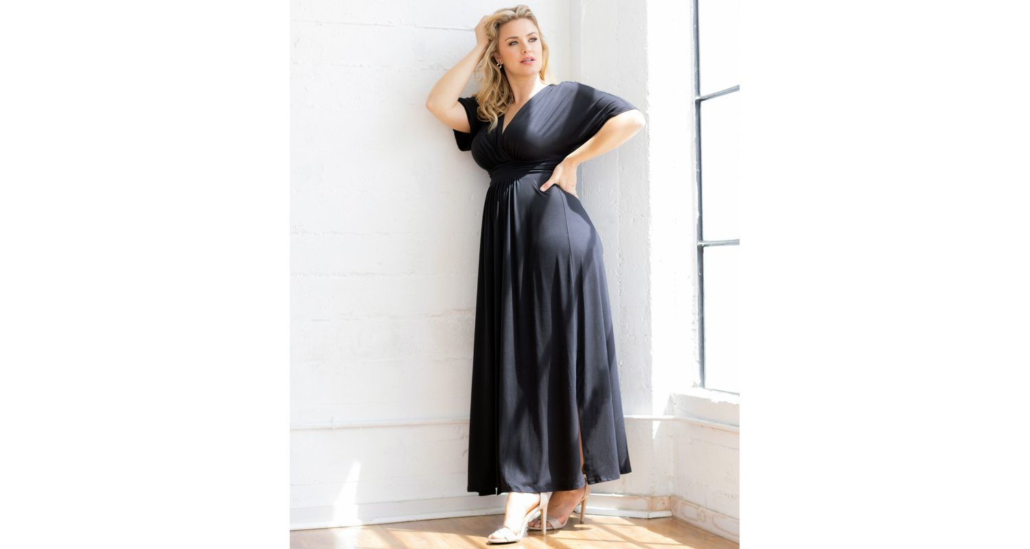 Plus Size Vienna Kimono Sleeve Long Maxi Dress