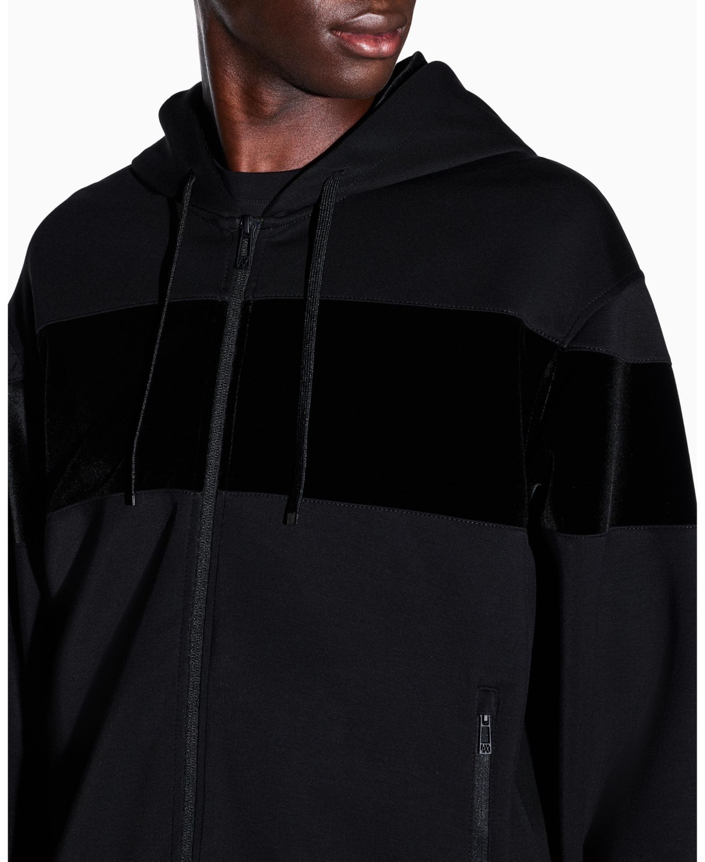 Мужское худи A|X Armani Exchange Colorblock Full-Zip, цвет: Чёрный — фото 4