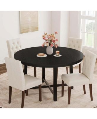 Farmhouse 5-Piece 47-Inches Round Dining Set with Padded Seats Dining Table Set