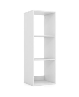 Vertical 3-Cube Bookshelf with a Reinforced Back Guardrail