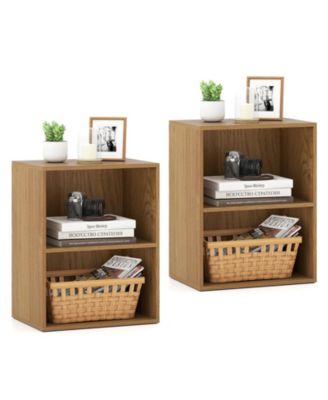2PCS 2-Cube Bookcase w/ 5-Position Adjustable Shelf Anti-Toppling Kits for Study
