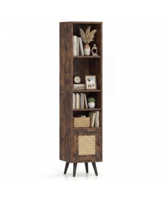 6-Tier Tall Narrow Bookcase 54 Inches Slim Storage Cabinet w/ Adjustable Shelf