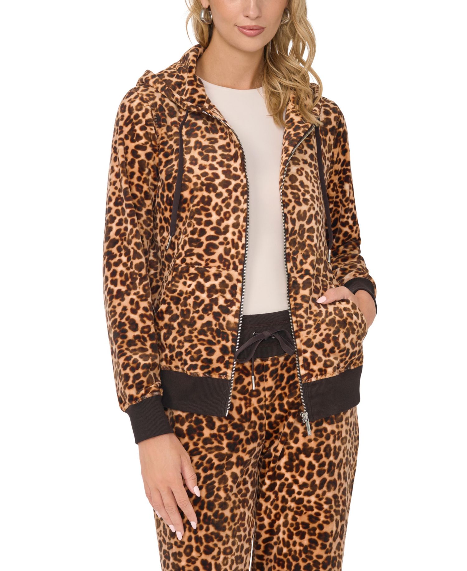 Women's Leopard-Print Zip Front Hoodie