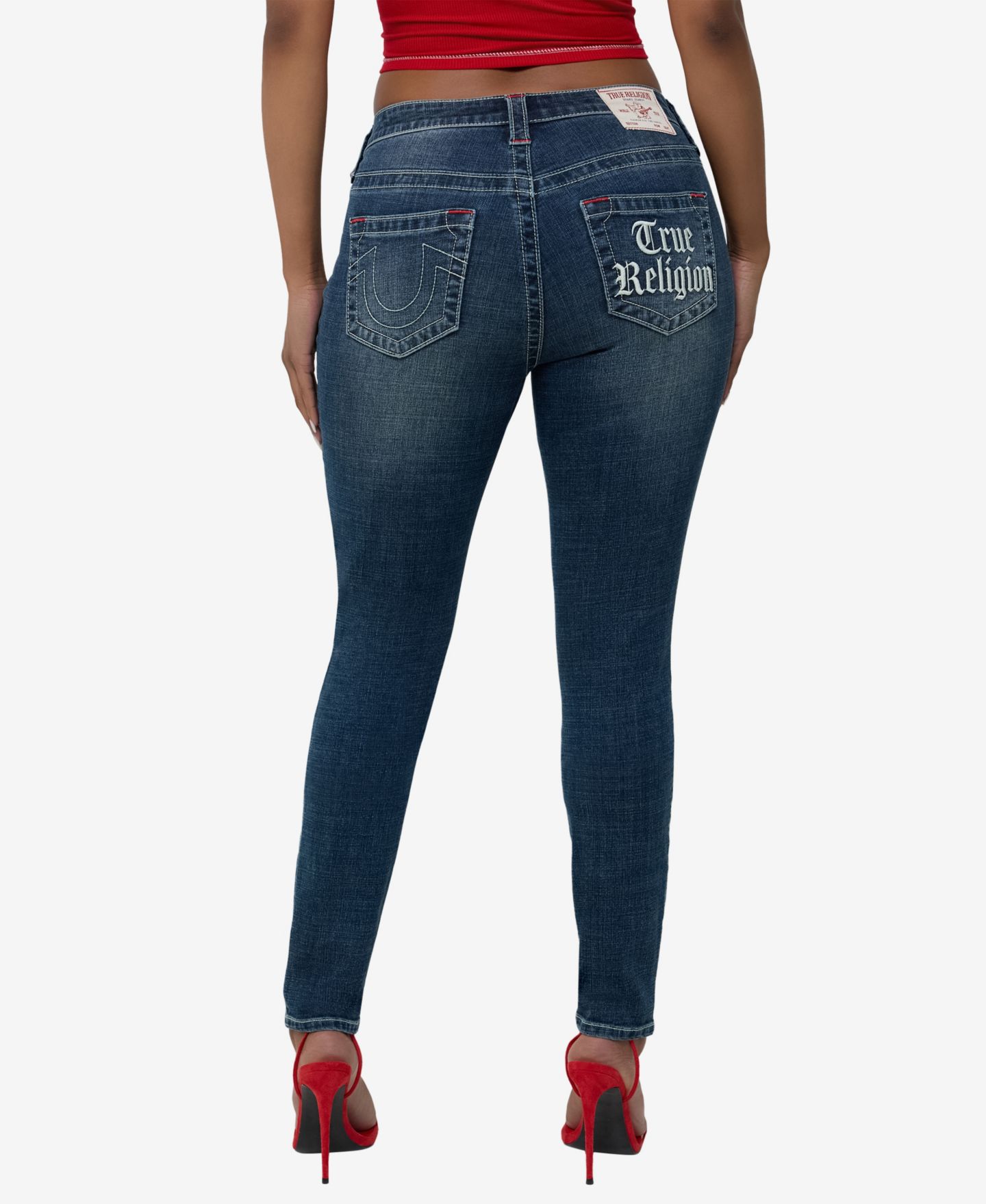 Женские джинсы скинни True Religion Jennie с низкой посадкой, цвет: Moonwake — фото 3